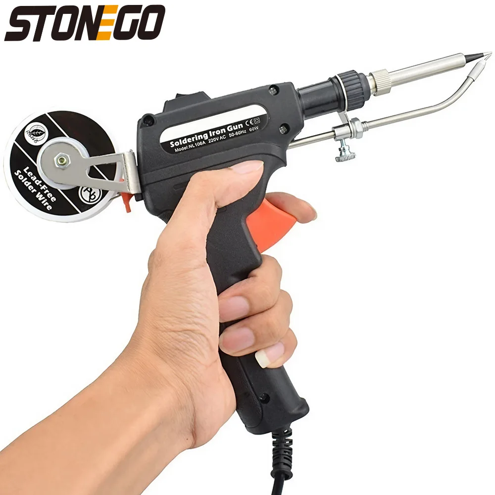 STONEGO-soldador de calefacción interna, estación de soldadura de alimentación de estaño automática de mano para soldadura y reparación, 110V/220V