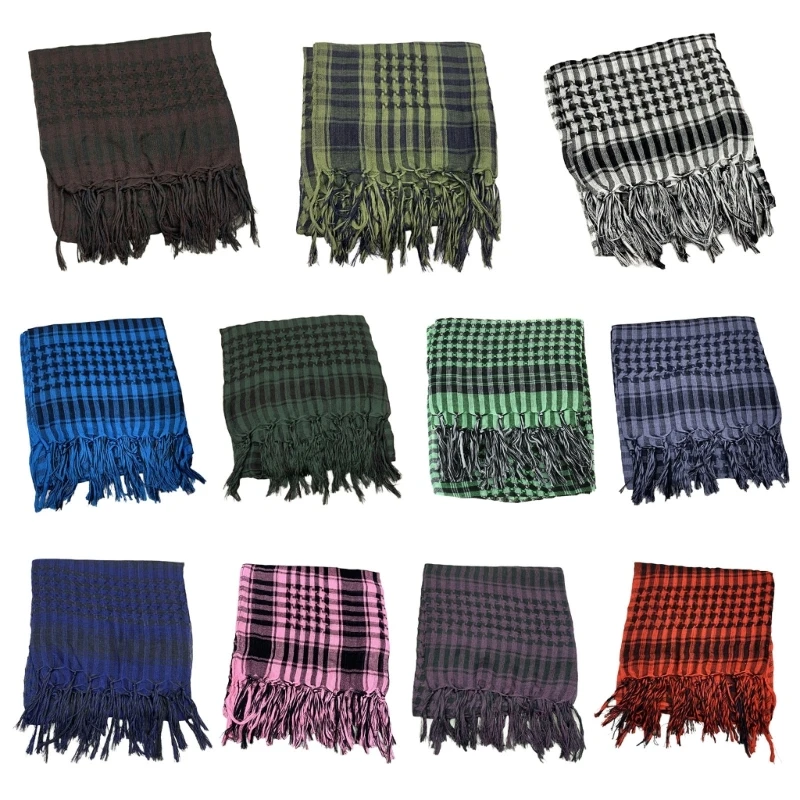 Ethnic Arab Scarf Shemagh Head Scarf Ethnic Arabian Neckerchief Breathable Keffiyeh Headwrap Hijab Scarf Headcovering