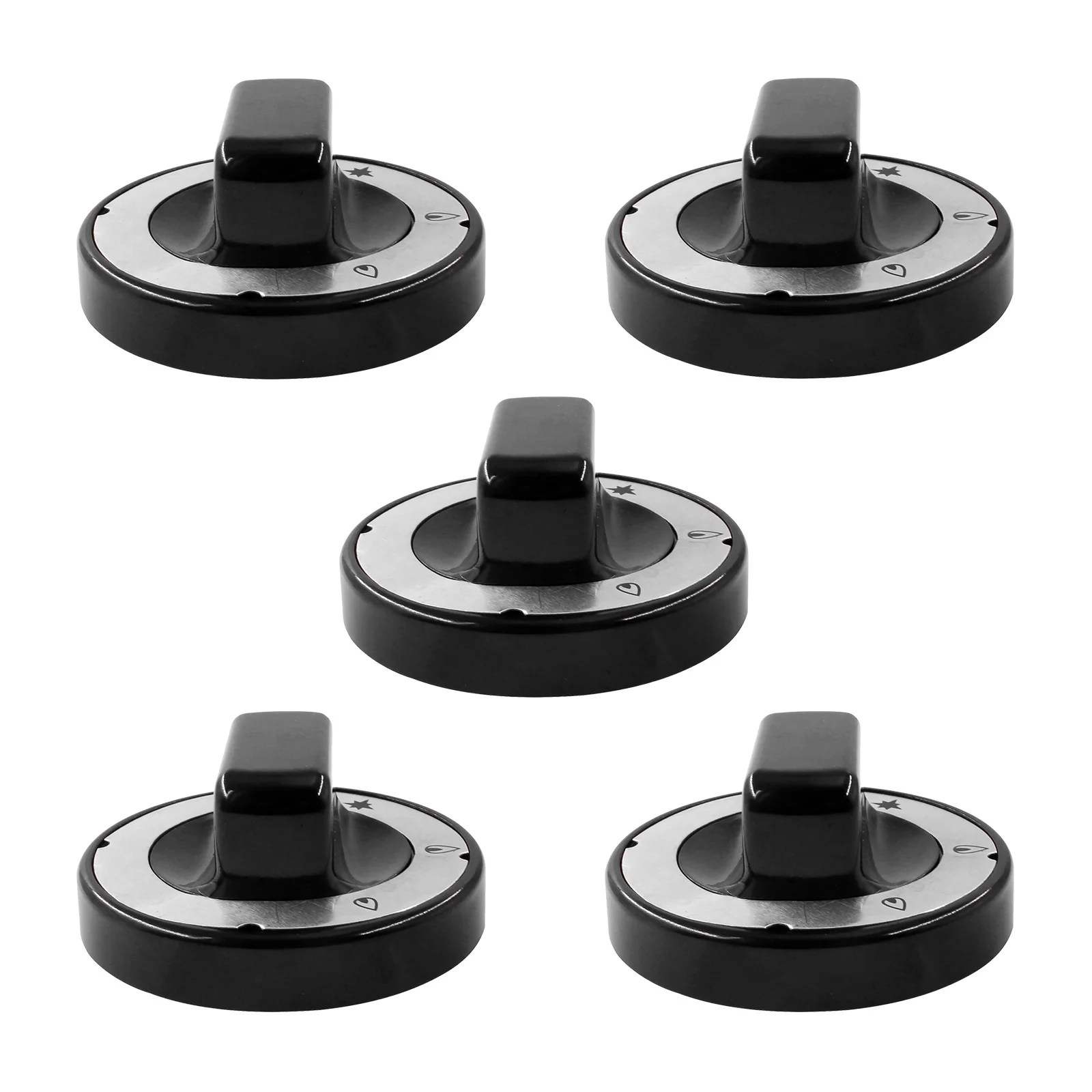 Commercial Kitchen Gas Cooking Stove Cooker Parts 10mm Stem Black Knob Catering Cooktop Round Rotary Switch Accessories 10 x 8mm