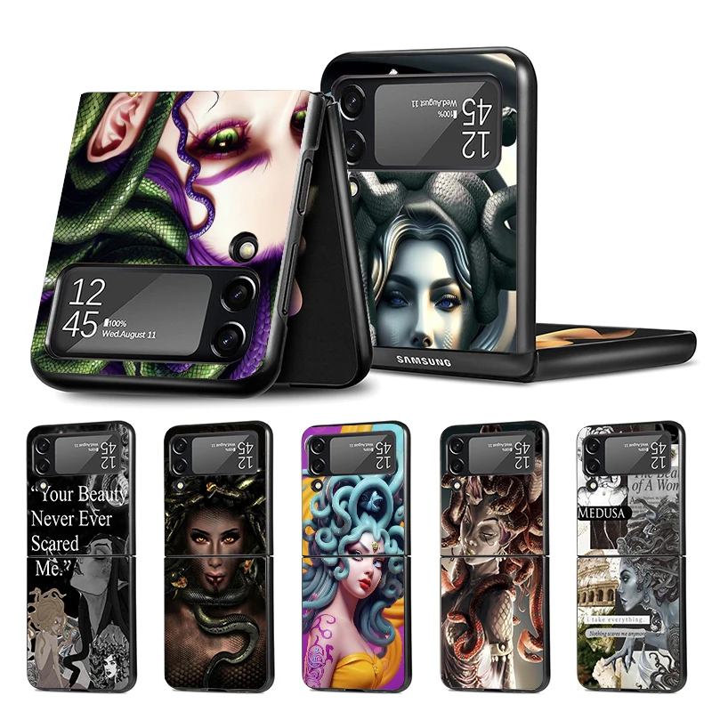 Medusa Greek Mythology Z Flip 4 Z Flip 4 Phnoe Case For Samsung Z Flip 3 5 5G Black Hard Shell Galaxy ZFlip3 ZFlip4 ZFlip5 Uniqu