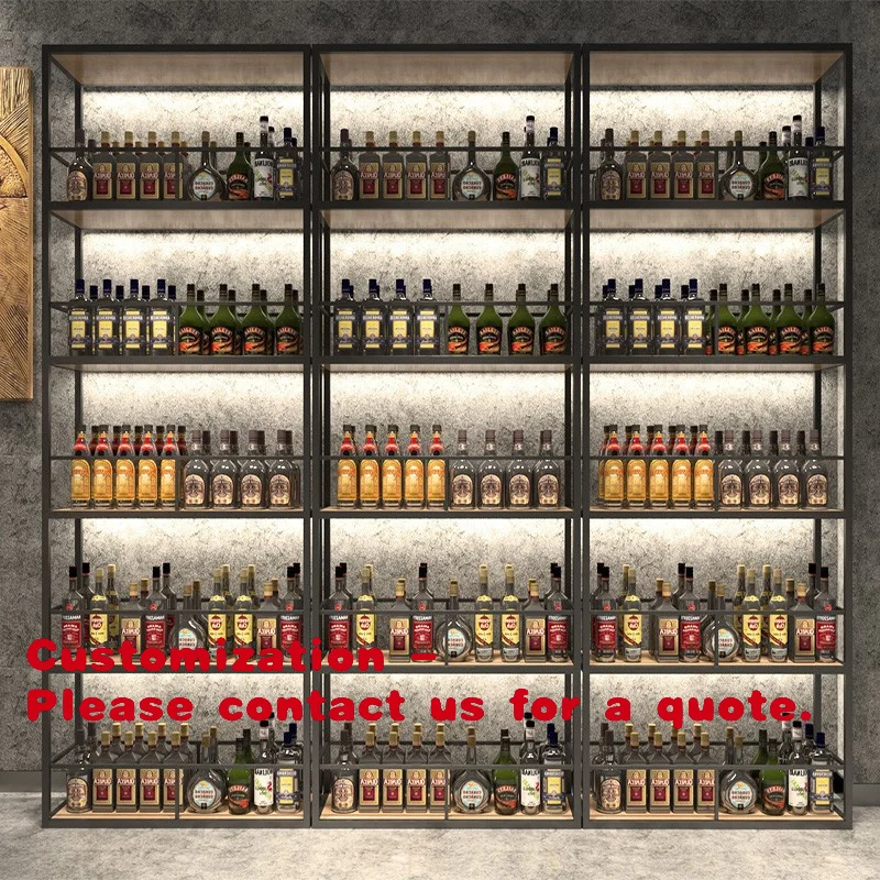 

Customize.Simple Red Wine Rack Bar Commercial Iron Art Wine Cabinet Wine Cellar Storage Rack Grape Beer Floor Display Cabinet wi