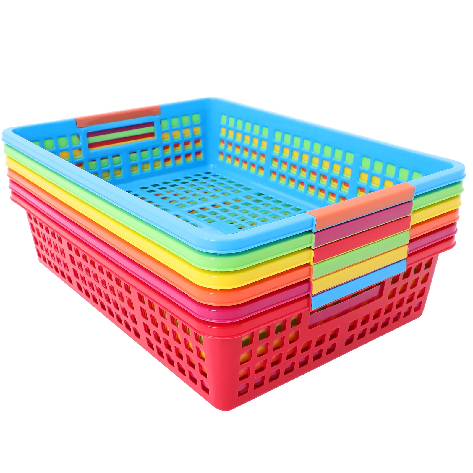 6 Pcs Soft File Basket Storage Toy Paper Organizer Bins Pp Stackable Desktop Tray Classroom Organization for Teachers