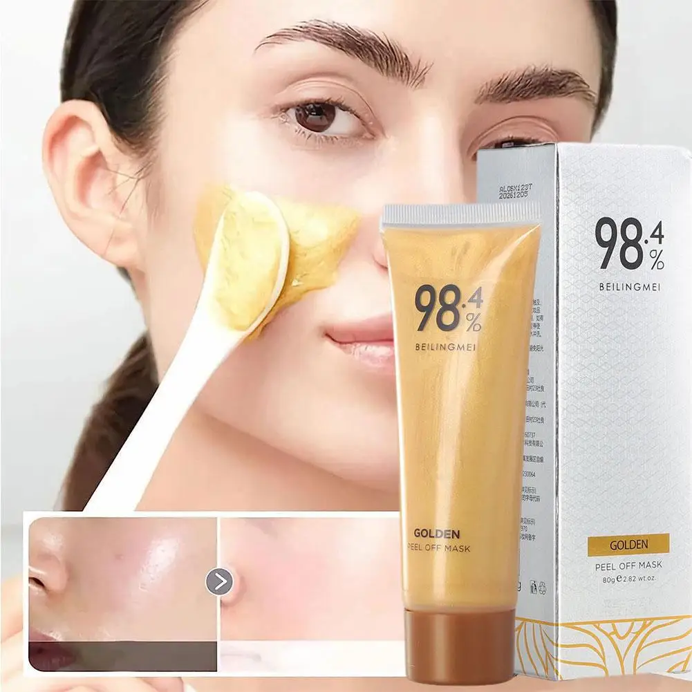 98.4% 24k Gold Foil Peel-Off Mask Gold Foil Peel-Off Masque Firming Facial Mask For Rough Large Pores For Women Facial Care