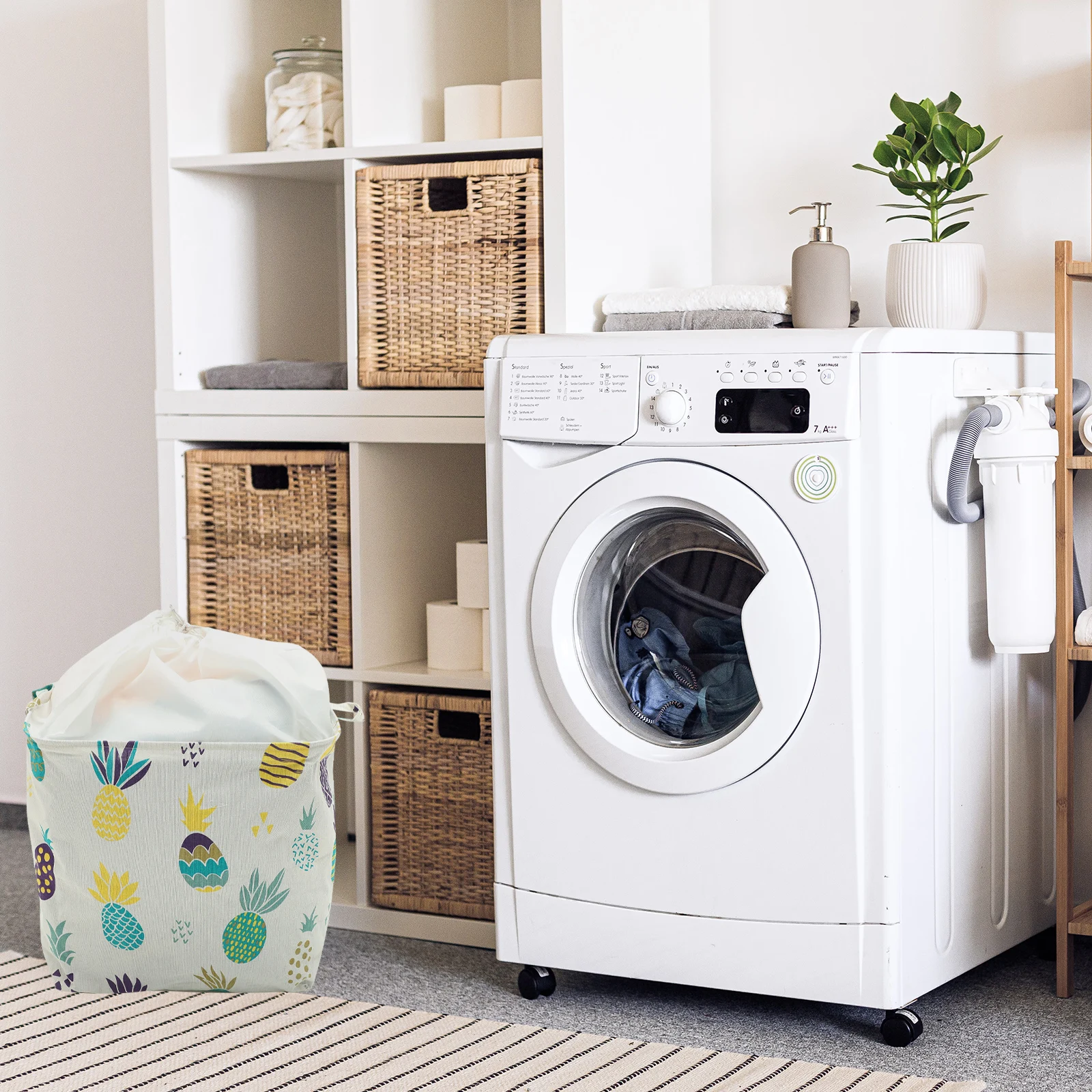 

Quilt Storage Bag Large Capacity Breathable Dust Proof Laundry Baskets Cotton Linen Blanket Hamper Drawstring Design Clothes