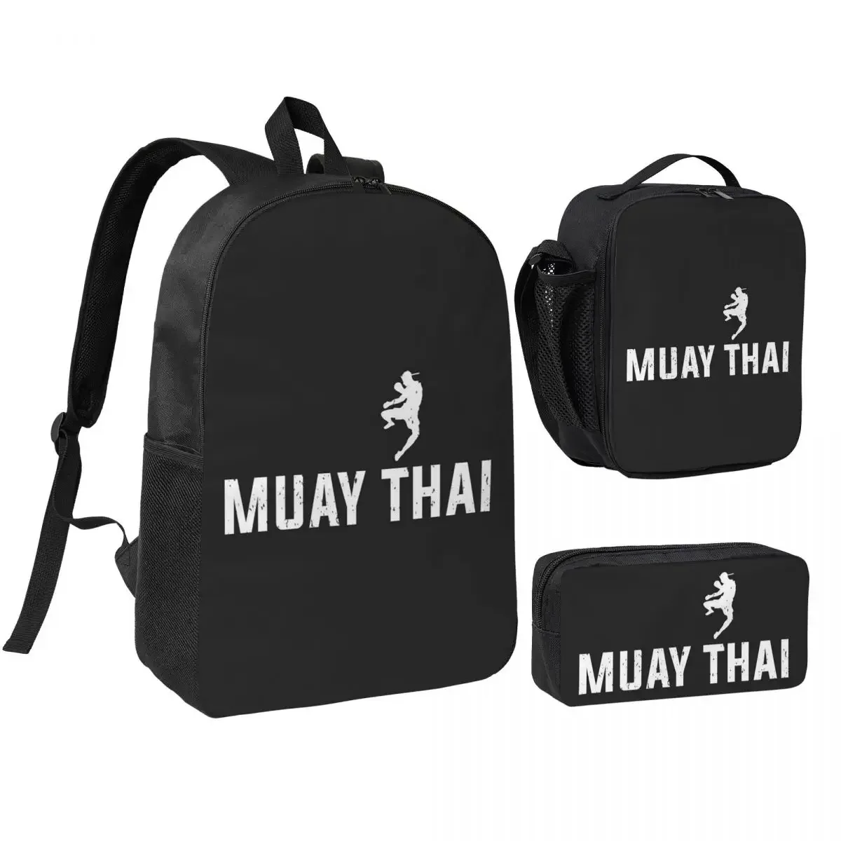 Muay Thai Gloves Thailand Boxing Fighter College Backpack BookBag School Bag Computer Shoulder Bags 3ps Lunch Bag Pencil Case