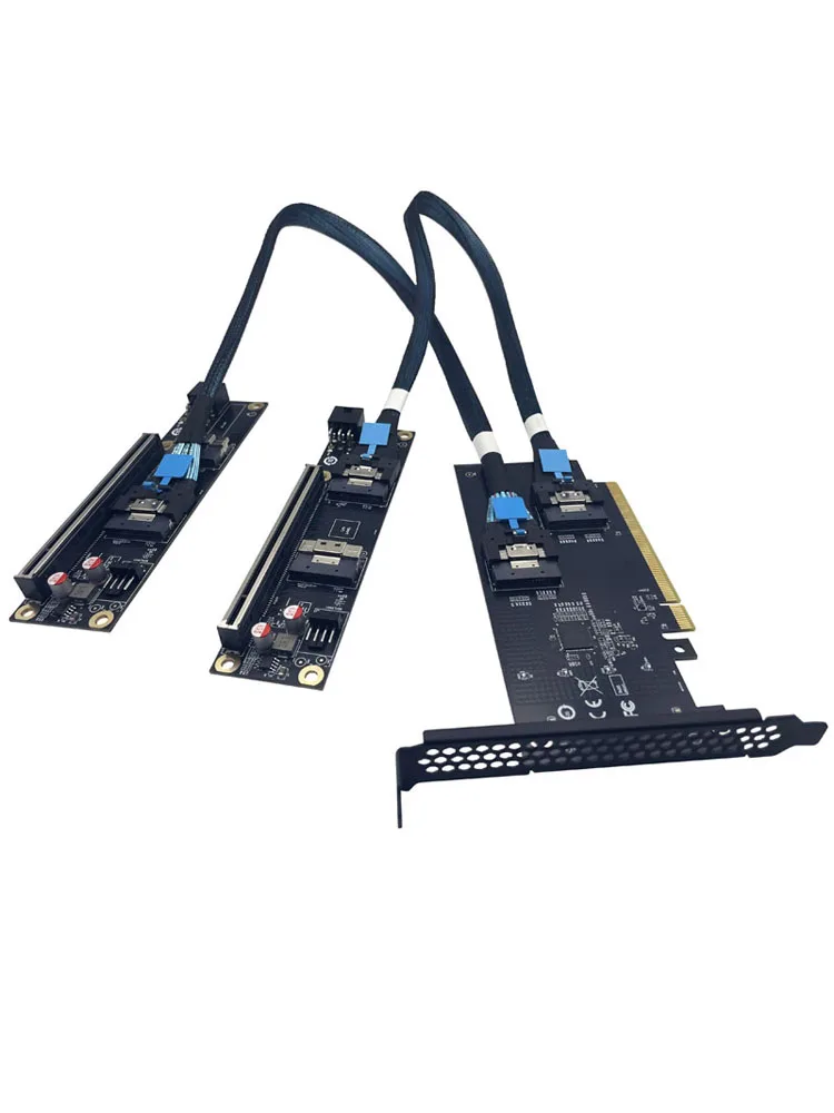 Adapter rozszerzający z dyskiem SSD U.2 na kartę graficzną z dedykowanym układem procesora, płyta bazowa PCI Express 4.0 X16 do SlimSAS SFF-8654 8i, kable konwertera Riser — zdjęcie produktu 7