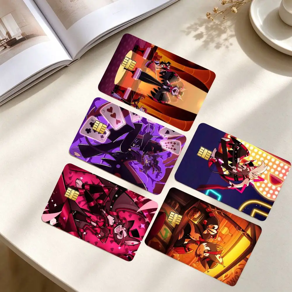 H-Hazbin Hotel Animation Husk  Credit Card HD Stickers Small Chip Waterproof Sticker Game Card Decal Gift