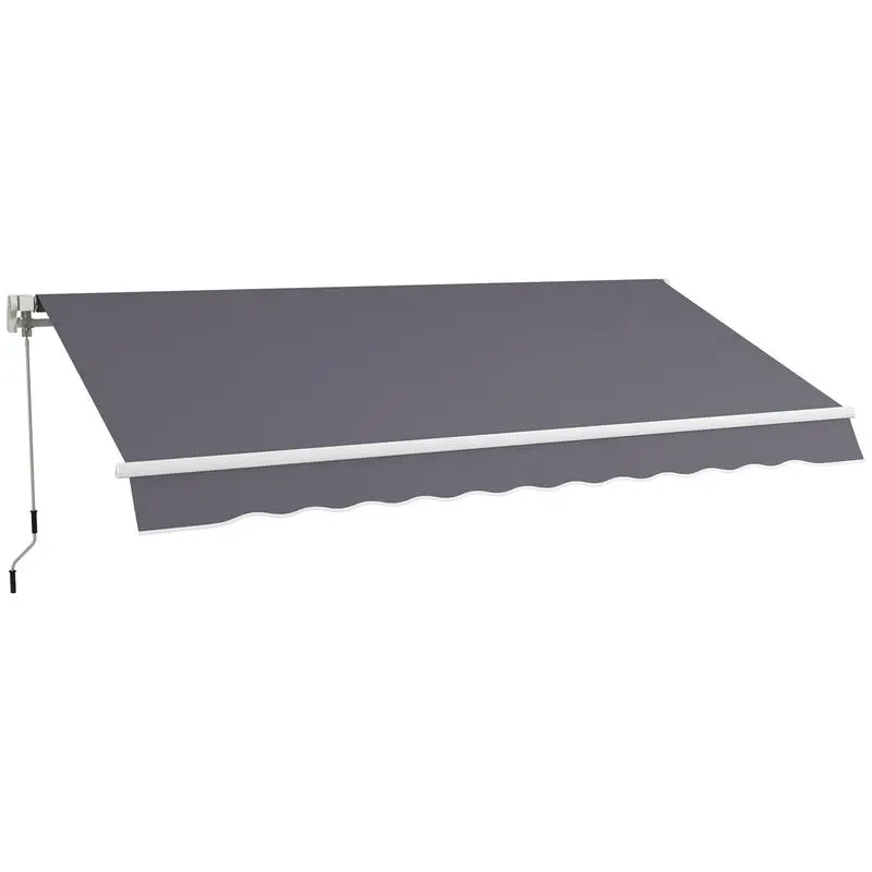 

Outsunny 12' x 10' Manual Retractable Awning Outdoor Sunshade Shelter with Adjustable & Versatile Design