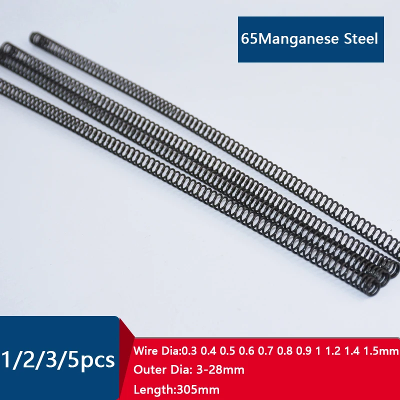 65Manganese Steel Compression Spring 0.3 0.4 0.5 0.6 0.7 0.8 0.9 1 1.2 1.4 1.5mm Wire Dia Y Type 3-28mm Outer Dia 305mm Length