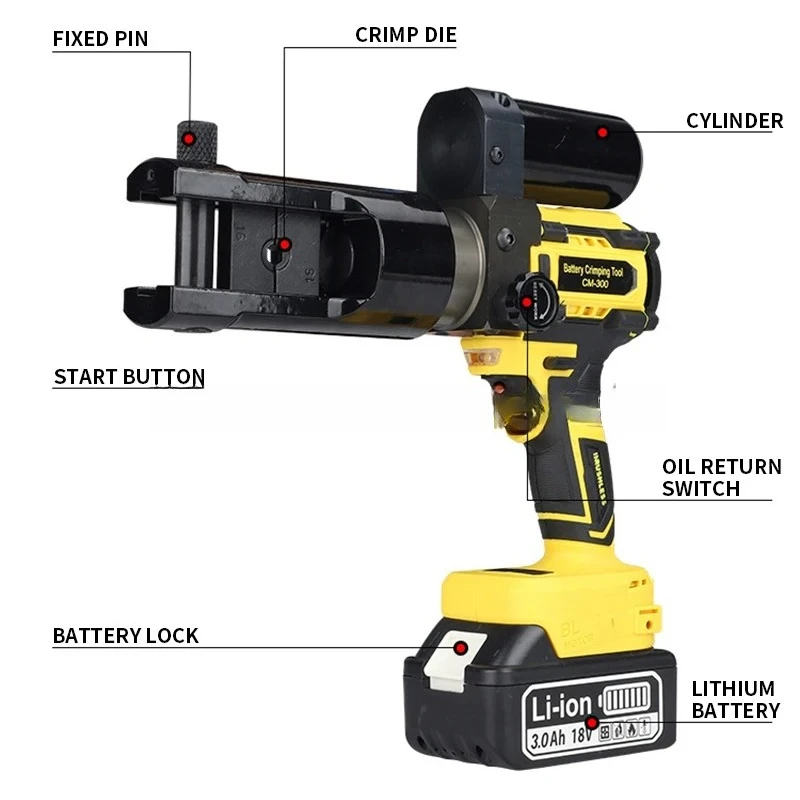 Suitable for  CM-300 Small Portable Electric Hydraulic Crimping Pliers Lithium Battery Copper Aluminum Terminal Charging Crimpin