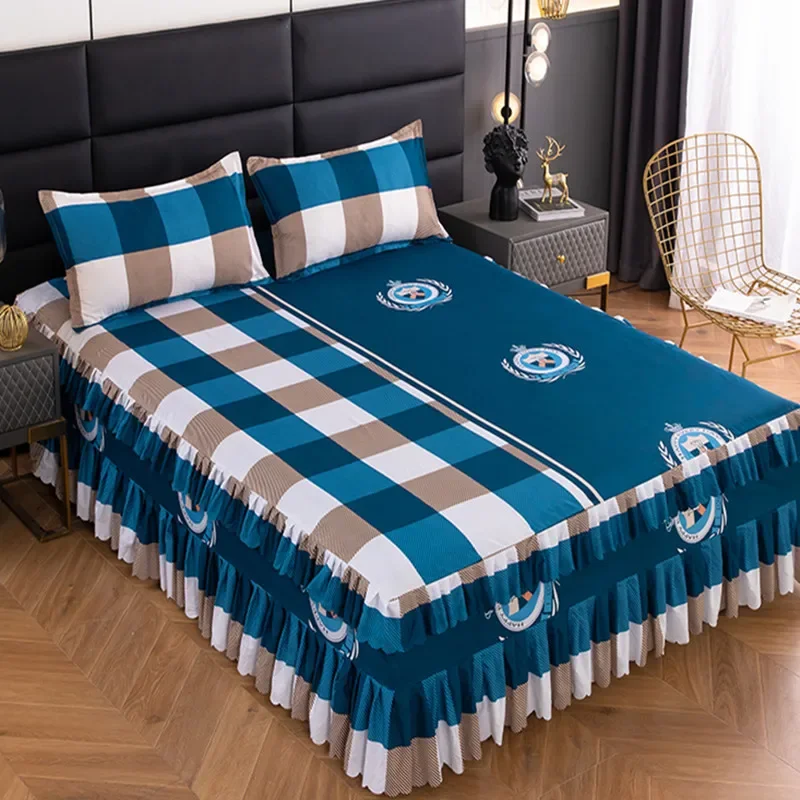 

Bedspread Bed Sheet Mattress Cover Full Twin Queen King Size Bedsheets 3 set Bedding Bed Skirt With 2pcs Pillowcases Wedding