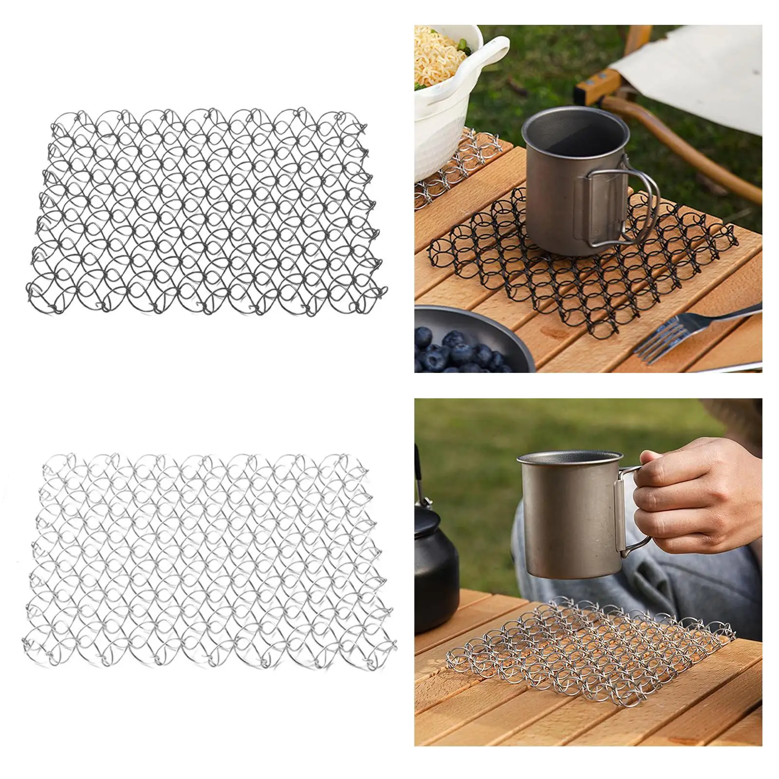 Spring Net Coaster Heat Resistant Cup Pad Multipurpose Net Kitchen Table Mat for Home Dining Room Kitchen Cabinet Restaurant