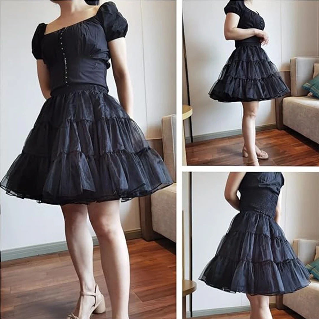 Girls Soft Net Petticoat Colorful Puffy Tutu Skirt Multi-layer Elastic Waist Boneless Underskirt Party Dance Dress Crinoline