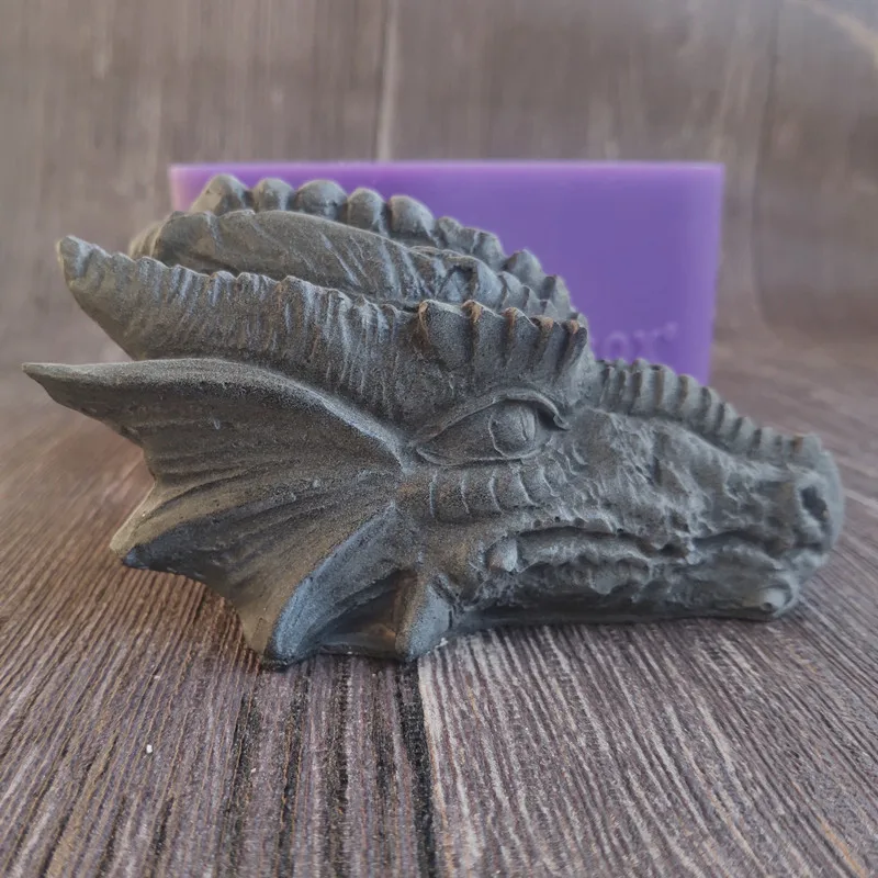 PRZY 3D Dragon Head Mold Silicone Candle Cake Decorations Clay Resin Dragon Head Cake Tools Moulds Eco-friendly 6456