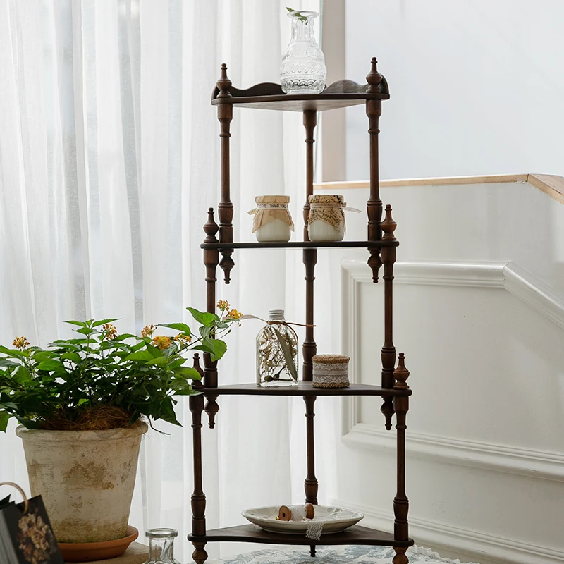 Rak Penyimpanan Rak Display Sudut Mainan Figur Multi-lapis Abad Pertengahan Retro Rak Display Dekoratif Dinding