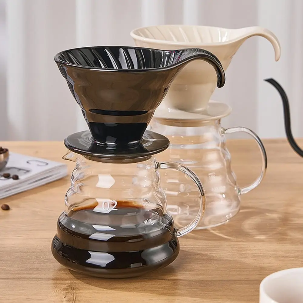 

V Shape Design Ceramic Coffee Filter Cup Reusable Anti-scald Handle Pour Over Coffee Maker 2-4 Cups Capacity Non-slip