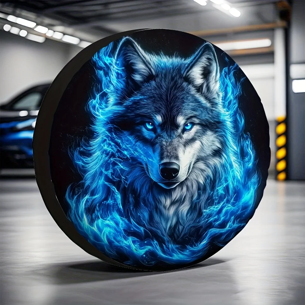 

Водонепроницаемые чехлы для запасных шин с дизайном в виде головы волка, подходящие для подарков на Хэллоуин и для использования на заснеженных парковках.