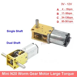 Micro N20 Full Metal Gearbox Gear Reducer Motor DC3V 6V 12V 4RPM-381RPM Slow Speed Singal Dual Shaft DIY Robot Car Eleltric Lock