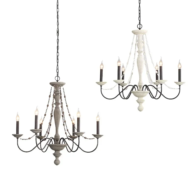 Creative American rural French pastoral simple wood chandelier, personalized  bedroom staircase chandelier