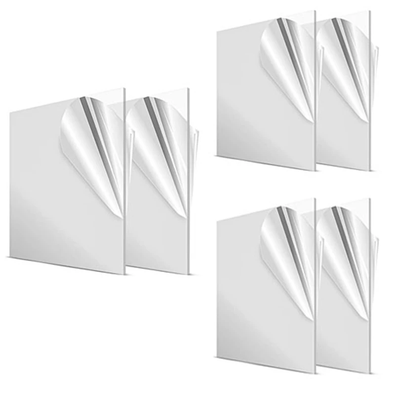 Acrylic Sheets 2 Sheets 1/8 Inch Thick Clear Acrylic Sheet Glass Panel Acrylic Board Craft & DIY Made