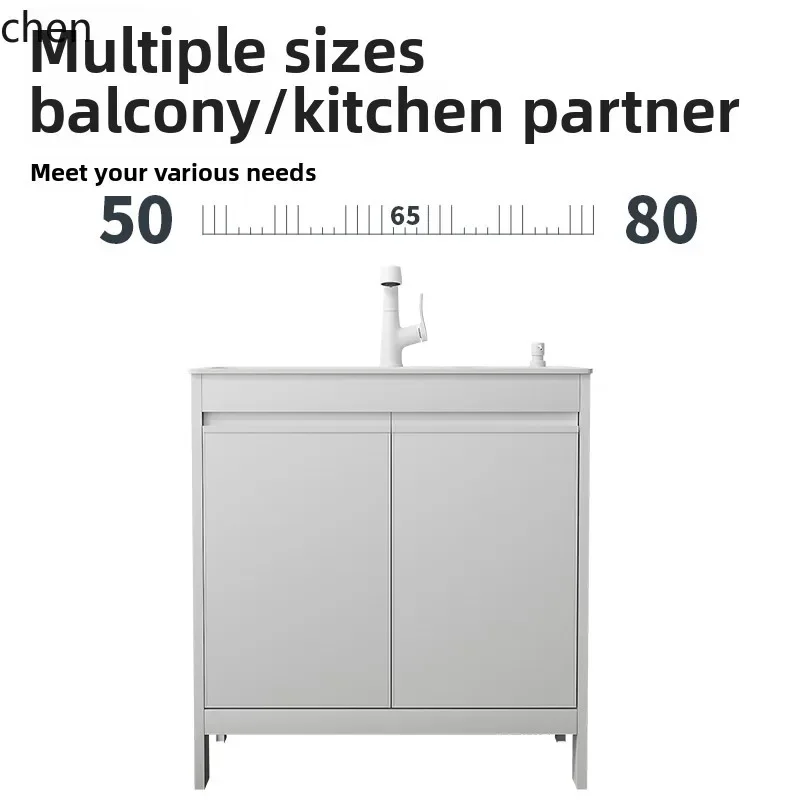 YFY  Laundry Sink Balcony Household Quartz Stone Basin Integrated  Floor-standing Bathroom Washstand