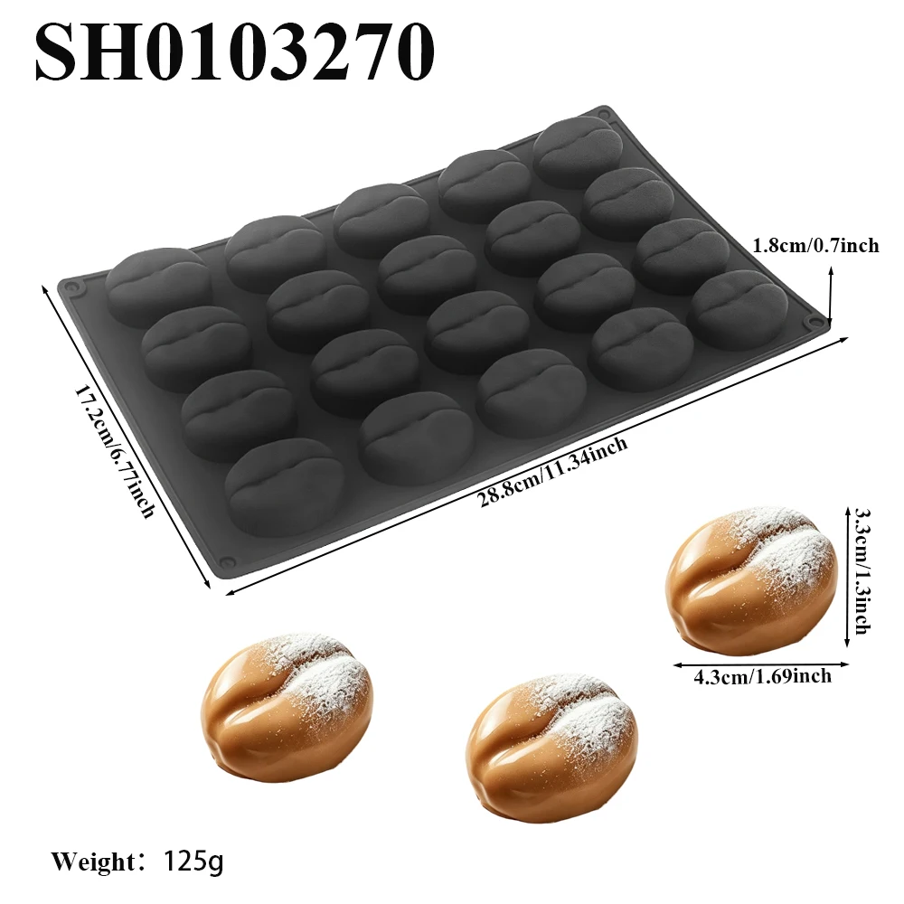 Coffee Beans Design 1 or 20-Cell Mousse Silicone Mold Chocolate Dessert Tools Silicone Cake Mold Food Grade Kitchen Bakeware