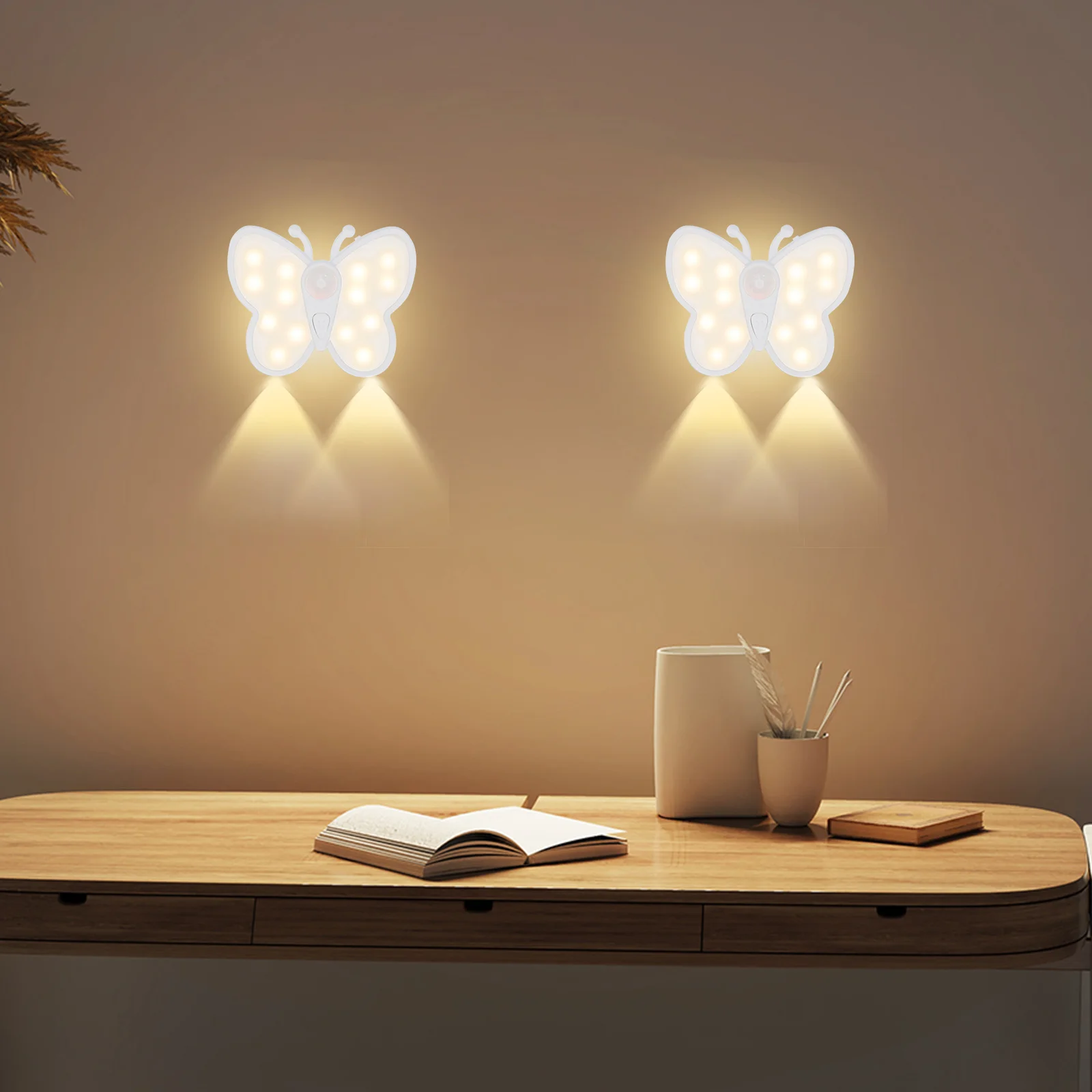 2Pcs Sensor Night Light Motion Sensor LED Night Light Dimmable Wall Night Lamp for Home Bathroom Kitchen Hallway Stairs Bedroom