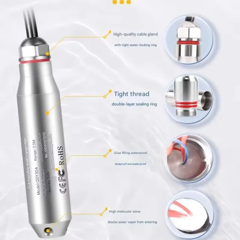 수위 송신기 물탱크 센서 저전력 잠수형 RS485 물 공급 하수 처리 및 소방용