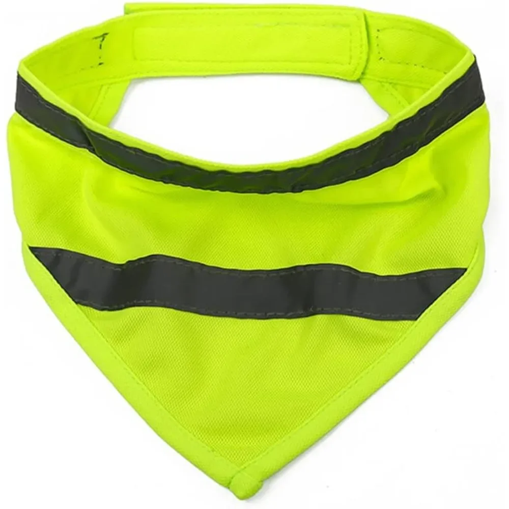 Bufanda triangular reflectante amarilla fluorescente para perros, pañuelos para perros, tira reflectante de seguridad, alta visibilidad para caminar de noche