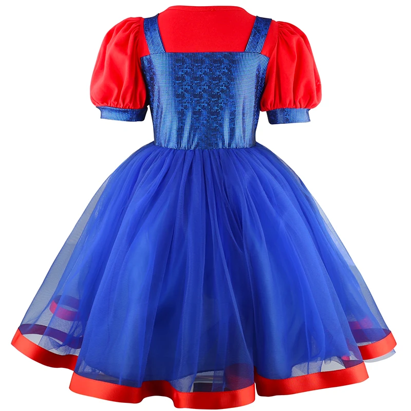 Mädchen Prinzessin Peach Freizeitkleid Abschlussball Mädchen Trägerrock Zweiteiliges Set 3-10 Jahre Alt Halloween Auftritts-Kostüm – Detail 3