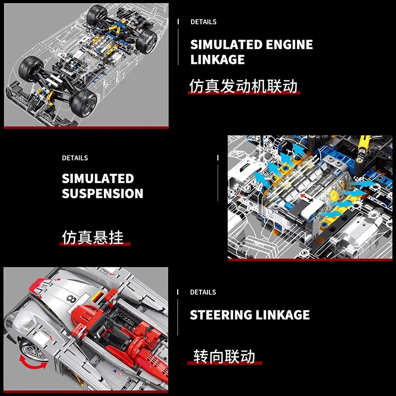 YC23044 Le Mans Racing Sport Auto 1:10 MOC Technische Bouwstenen Assembleren Bricks Model Speelgoed voor Kinderen Kerstcadeau