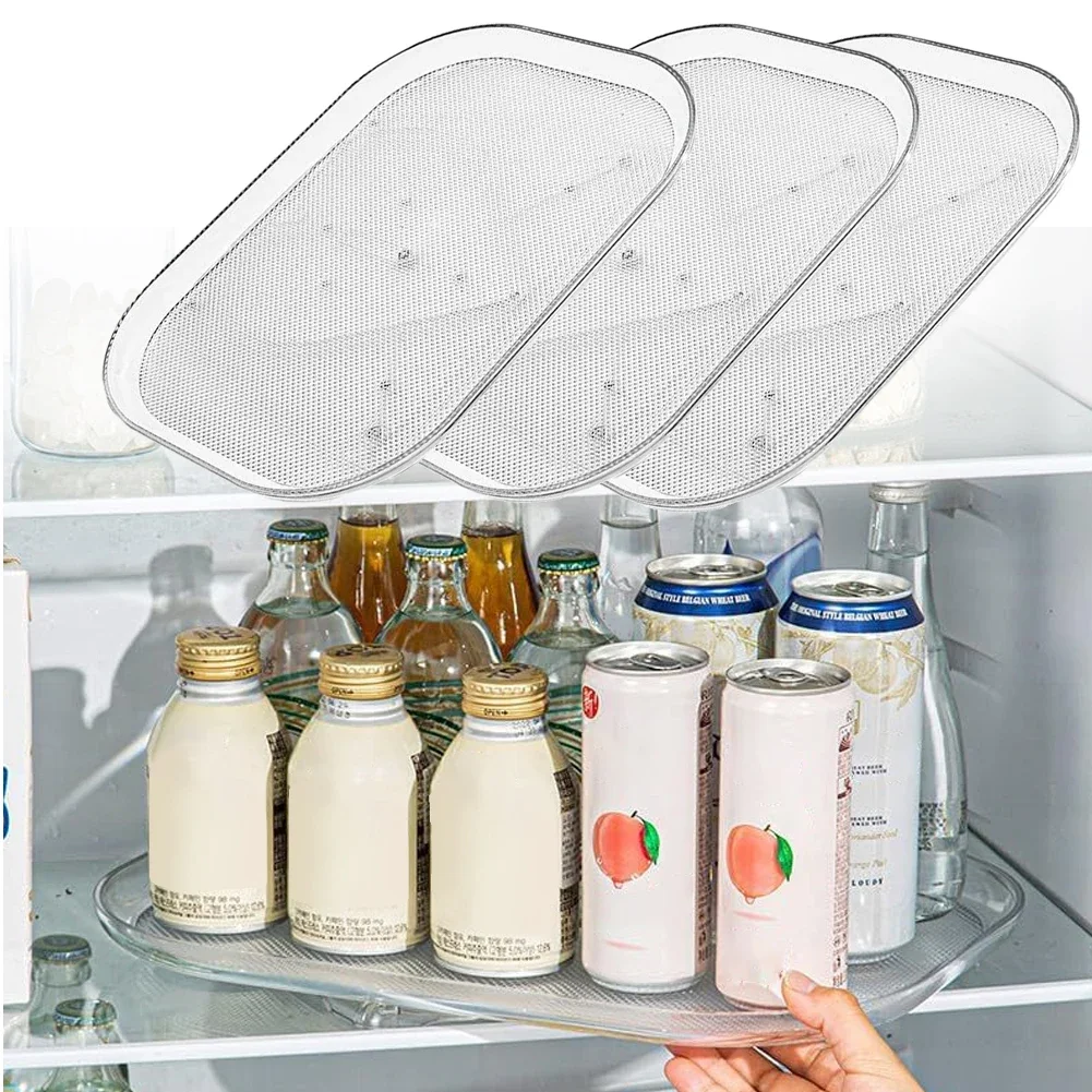 Turntable Organizer For Refrigerator 360 Rotatable Rectangle Storage Rack Clear Turntable Rack For Kitchen Cabinet Table Pantry