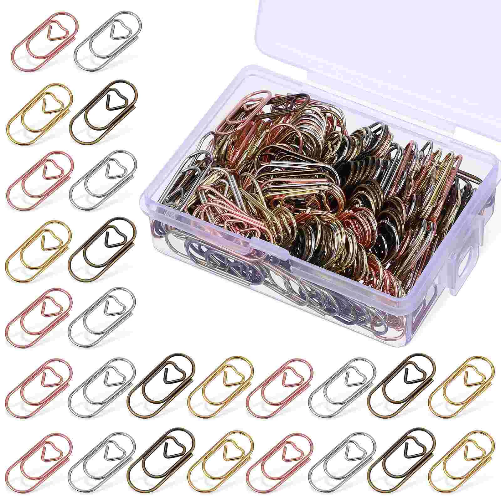 200 Pcs Mini Paper Clip Binder Clips Teacher Supplies Heart Heart-shaped For School Metal