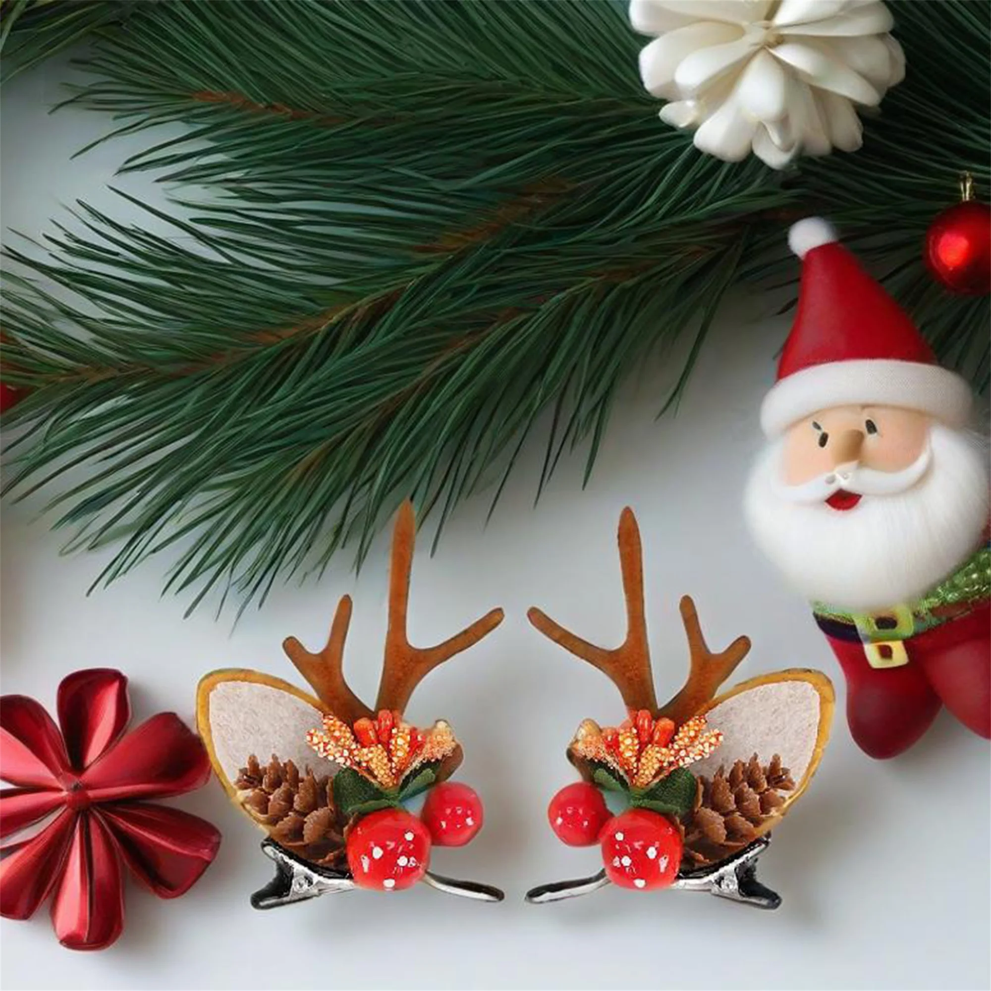 

Набор праздничных заколок для волос с рогами оленя с рождественскими заколками и праздничными заколками в виде утки — очаровательные аксессуары для волос для