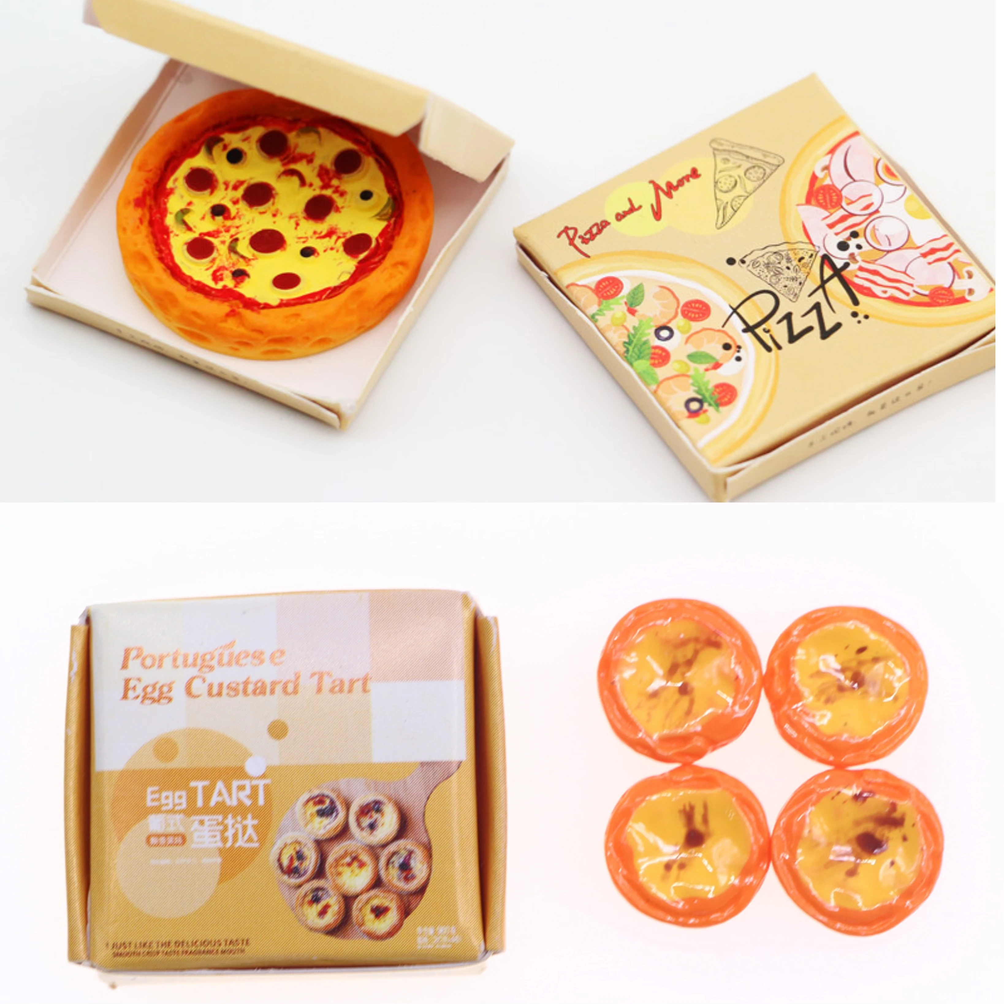 Dollhouse Mini Simulation  Egg Tart Pizza Small Cloth Doll Miniature Food Play Model Fast Food Restaurant Scene Decor accessorys