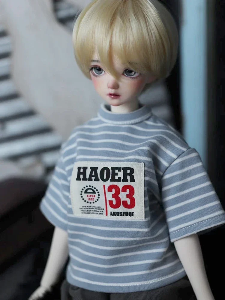 G10-115 children toy 1/4 bjd sd DD doll's props Accessoriess clothes   Casual short-sleeved personality striped T-shirt top 1pcs