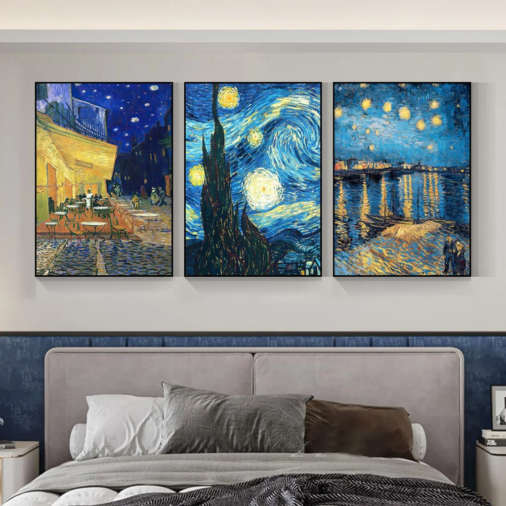 Van Gogh Starry Night Sunflower Harvest Wall Art Poster Famous Mural Modern Home Decor Canvas Picture Print Living Room Decorate - Image 3