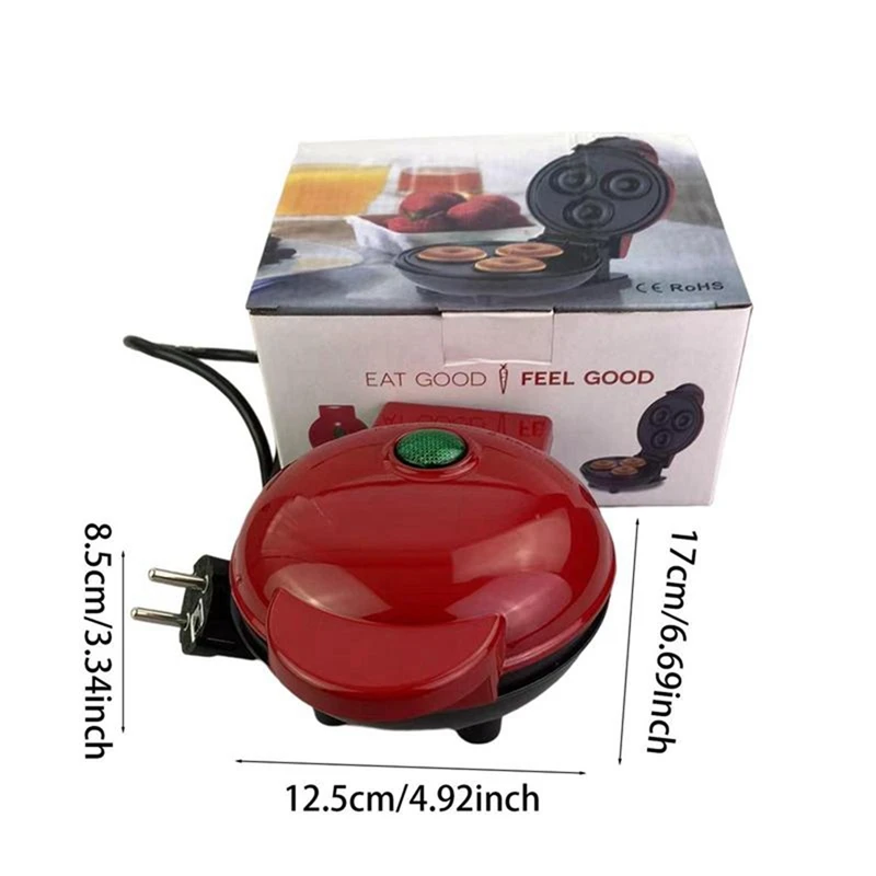 Elektrische Donut Machine Non-Stick Gecoate Keuken Donut Maker Mini 3 Donut Maker Kid 'S Snacks Desserts Ontbijt Eu Plug