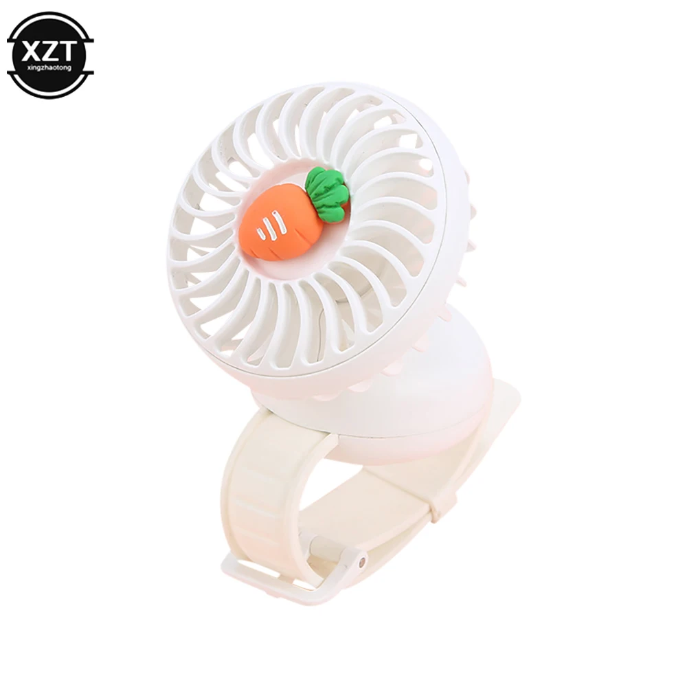 Children's New Handheld Summer Fan Wrist fan Cute Fruit Mini Fan Watch Small Fan Mute Portable USB Rechargeable Fan 800ma Cooler