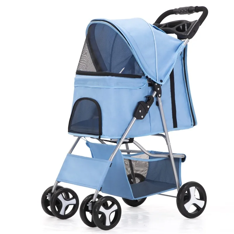 High Quality Folding Four-wheeled Easy Walk Travel Carrier Carriage Pet Stroller For Cats Dogs