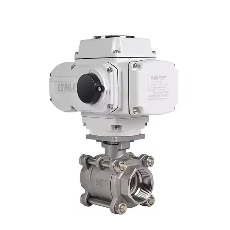 

COVNA Reduction Motor Ball Valve Control Valves Motorized Stainless Steel Three Pieces Electric Threaded Ball Valve
