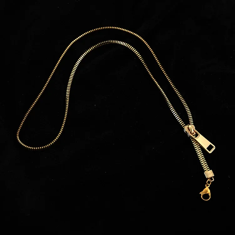 Collar de clavícula con cremallera para mujer, gargantilla de cadena de suéter con personalidad de nicho de lujo, nueva pareja