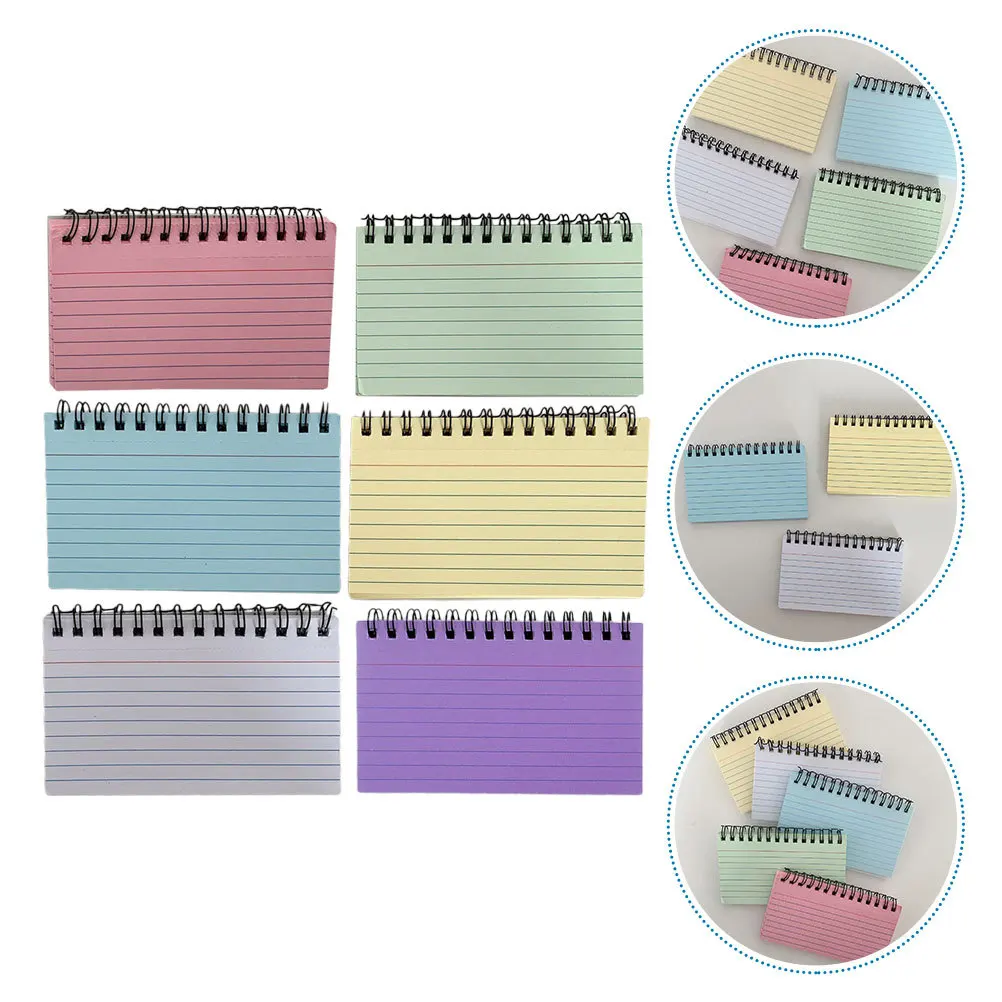 6 pçs portátil espiral bloco de notas colorido pequenos cadernos forrado bolso bloco de notas multi-uso almofadas de planejamento para escritório escolar