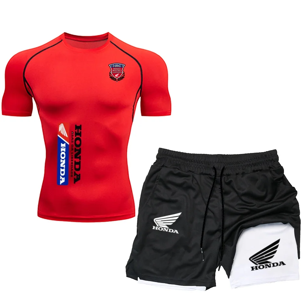  N Men's Basketball Compression 2PCS Set Quick Dry T-Shirt + Shorts For Training Workout