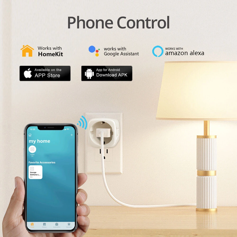 الاتحاد الأوروبي واي فاي المكونات الذكية ل Homekit ، تويا التحكم في الحياة الذكية ، الأجهزة المنزلية ، مأخذ مع مراقبة الطاقة ، منفذ ل اليكسا ، جوجل المنزل ، 16A