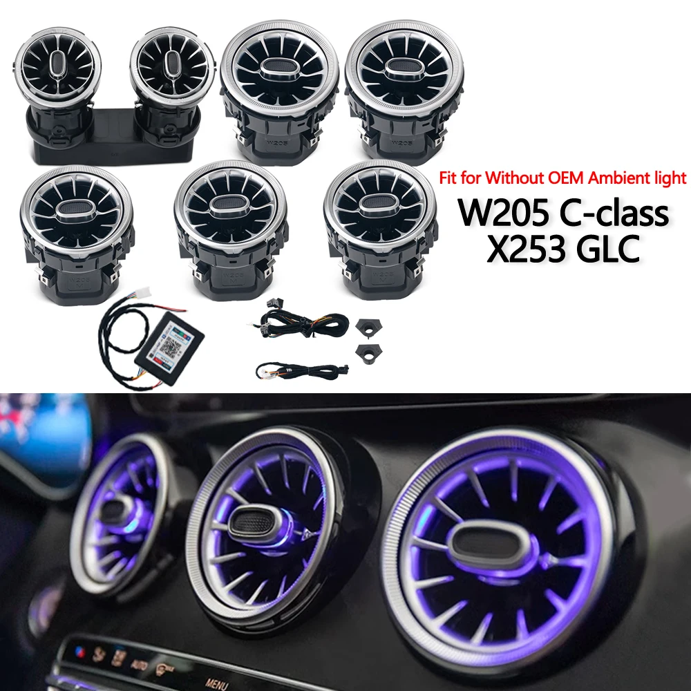 

For Mercedes Benz W205 GLC X253 Ambient Lights Led Turbine Nozzle Air Vent Lamps fit W205 GLC Without OEM Ambient Control By App