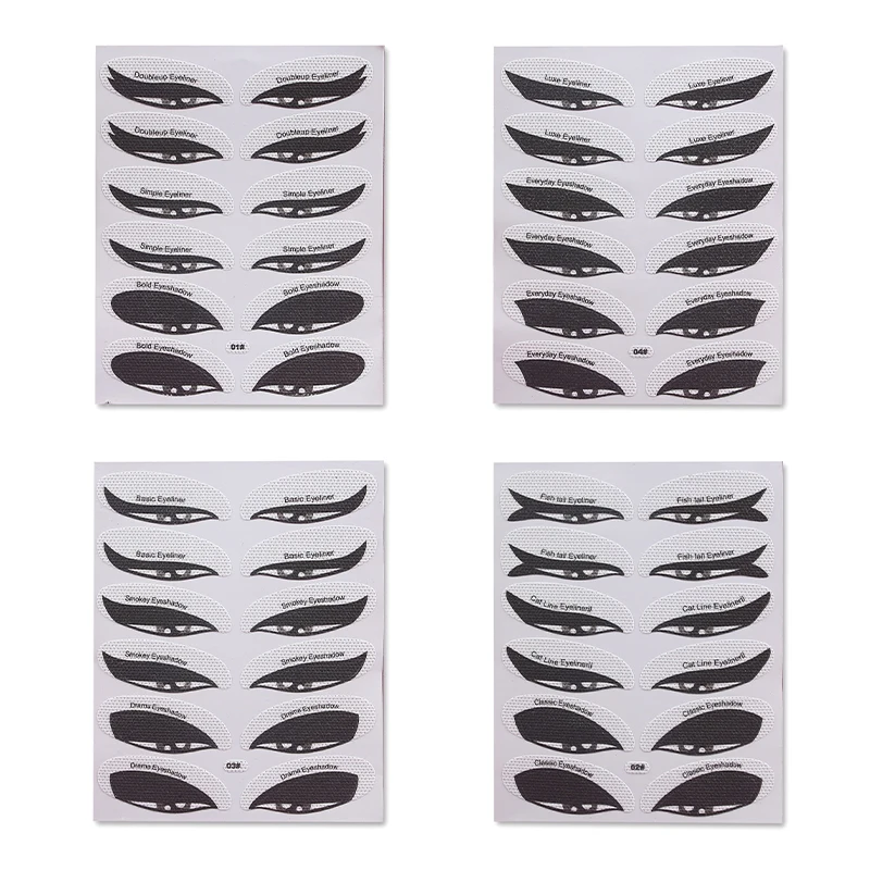 24pair/4sheets multifunkční oko líčení šablona oko stín eyeliner šablona oko líčení nástroje