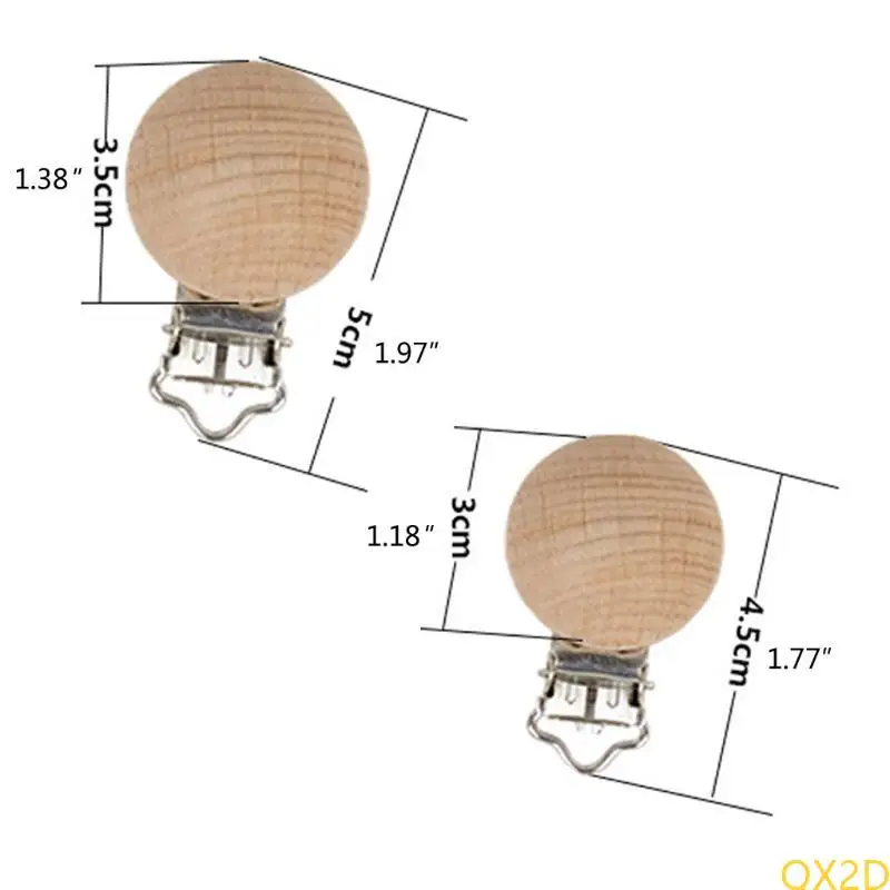 QX2D 20pcs ملحقات سلسلة الحلمة BPA BPA Beech Wooden Pacifier Clip Baby DIY