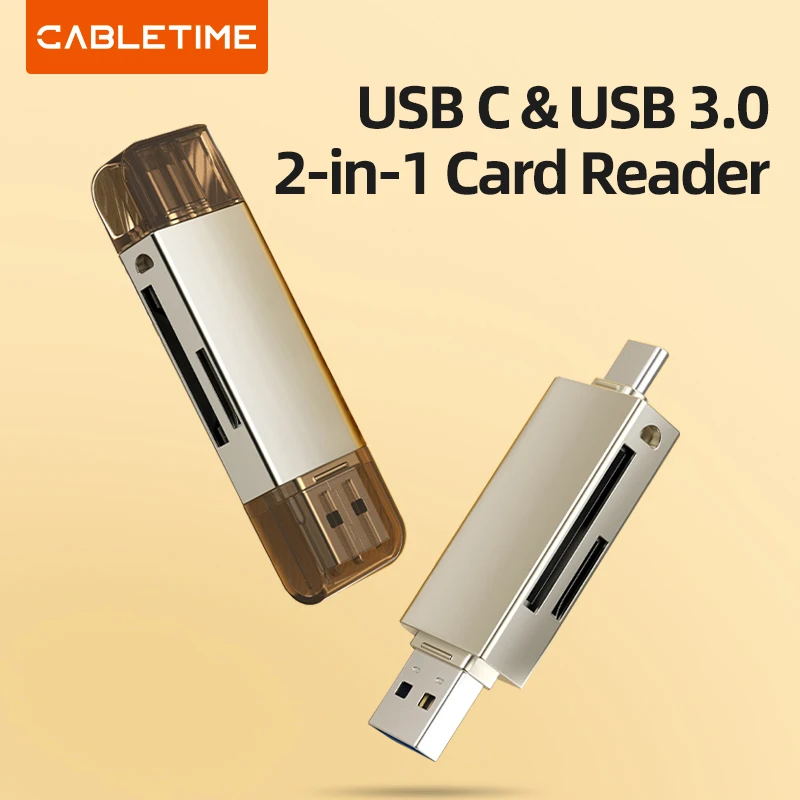 CABLETIME SD Card Reader USB 3.0 to Micro SD&TF 2 in 1 External Memory OTG Adapter for Xiaomi MacBook Air Pro C376