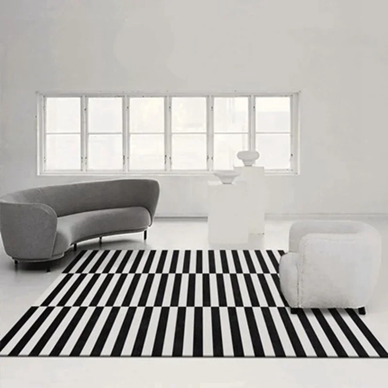 Black and white striped light luxury American style carpet, living room, coffee table, bedroom, bedside study, restaurant,